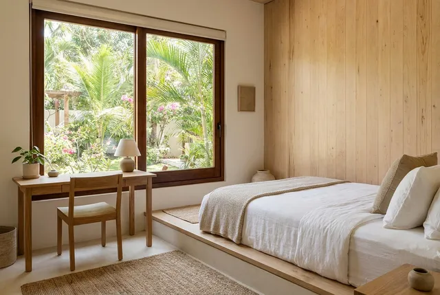 Calm private room with garden view at a residential rehab centre in Bali